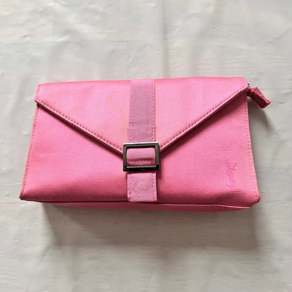 Yves Saint Laurent Novelty Clutch Bag Pink mirror pouch with zipper charm